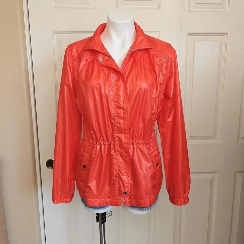 Tail Tech orange red zip front windbreaker sz M
